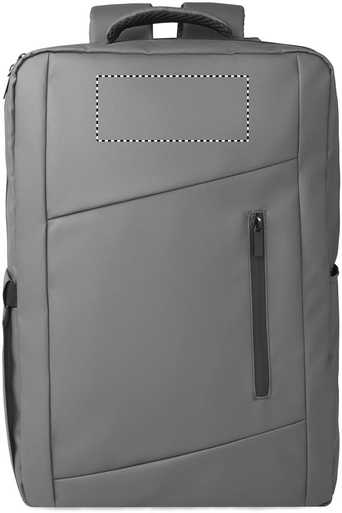 Batoh na 15" notebook z PU RPET materiálu METRO – kamenně šedá – tlačová plocha – Predná strana