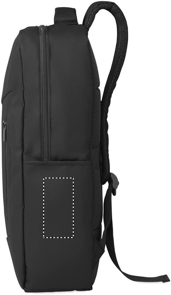 Batoh na 15" notebook z PU RPET materiálu METRO – černá – tlačová plocha – RIGHT POCKET