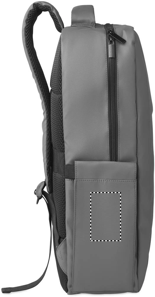 Batoh na 15" notebook z PU RPET materiálu METRO – kamenně šedá – tlačová plocha – LEFT POCKET