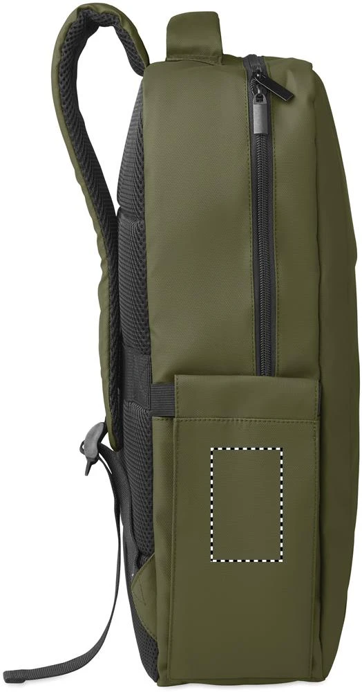 Batoh na 15" notebook z PU RPET materiálu METRO – armádní zelená – tlačová plocha – LEFT POCKET