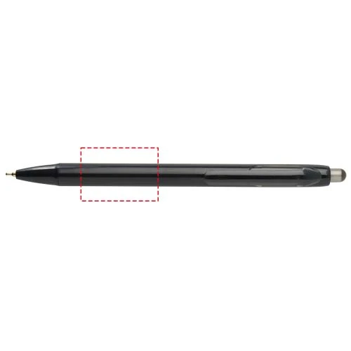 Guľôčkové pero Glen (modrý atrament) z recyklovaného materiálu RCS – černá – tlačová plocha – Wrap next to the clip