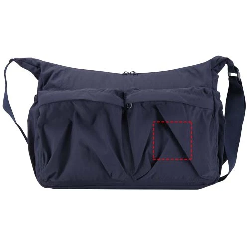 Taška na notebook cez rameno Calli 13" z recyklovaného nylonu GRS - Elevate – námornícka modrá – tlačová plocha – Vpravo