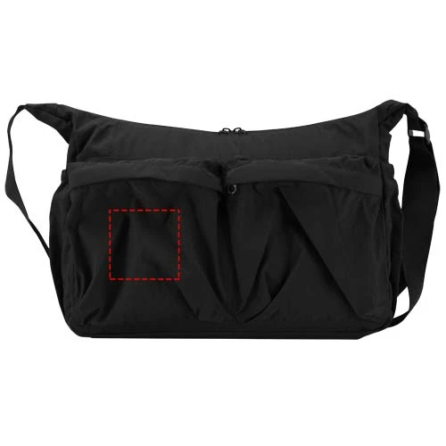 Taška na notebook cez rameno Calli 13" z recyklovaného nylonu GRS - Elevate – černá – tlačová plocha – Vľavo