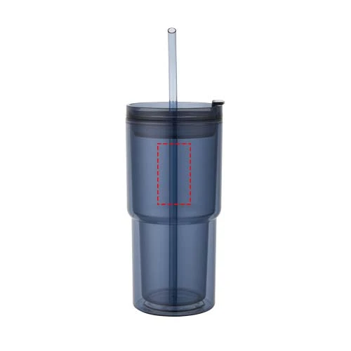 Plastový pohár Archer s dvojitou stenou, objem 480 ml – kráľovská modrá – tlačová plocha – Predná strana
