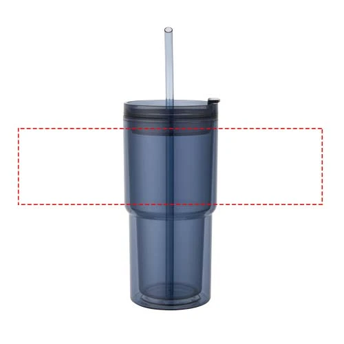 Plastový pohár Archer s dvojitou stenou, objem 480 ml – kráľovská modrá – tlačová plocha – Po obvode
