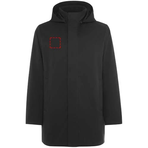 Unisex parka s polstrovanou kapucňou - Roly – černá – tlačová plocha – Pravá strana hrude