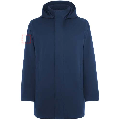 Unisex parka s polstrovanou kapucňou - Roly – námornícka modrá – tlačová plocha – Pravý biceps