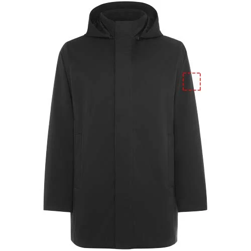 Unisex parka s polstrovanou kapucňou - Roly – černá – tlačová plocha – Ľavý biceps