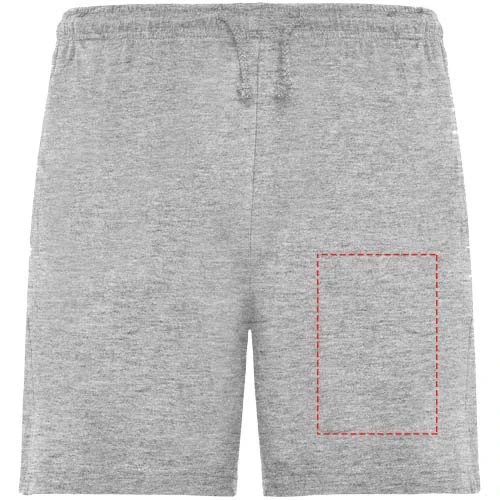 Unisex športové šortky - Roly – žíhaná šedá – tlačová plocha – Na levé noze