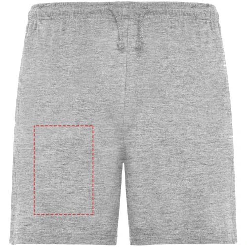 Unisex športové šortky - Roly – žíhaná šedá – tlačová plocha – Pravá noha