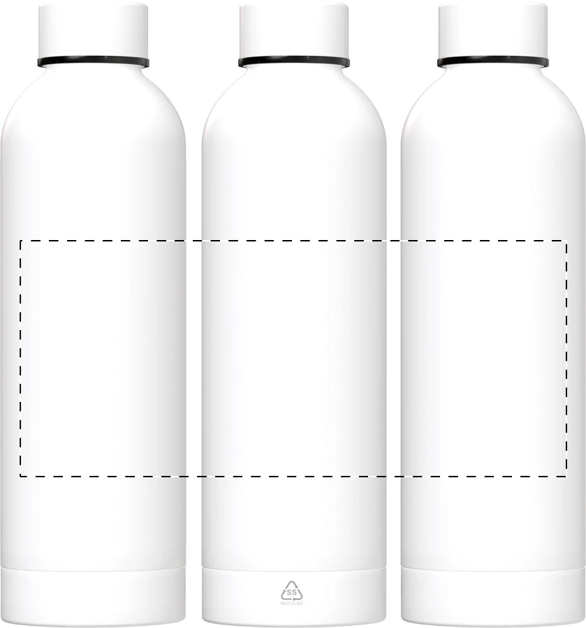 Pumono XL RSS fľaša – white – tlačová plocha – Celoplošná potlač – rotačná sieťotlač