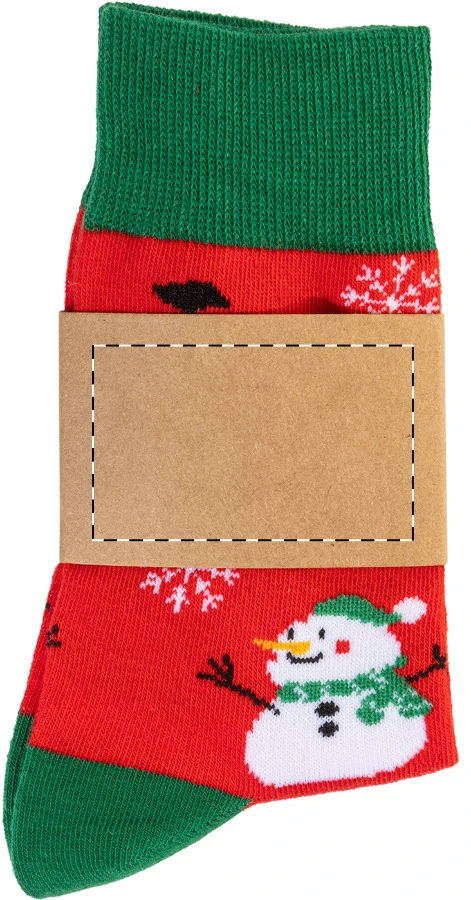 Julsokka vianočné ponožky, snehuliak – red – tlačová plocha – Predná strana
