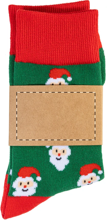 Julsokka vianočné ponožky, snehuliak – green – tlačová plocha – Predná strana