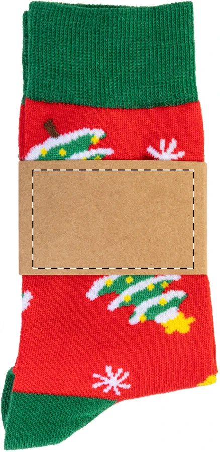 Julsokka vianočné ponožky, snehuliak – red – tlačová plocha – Predná strana