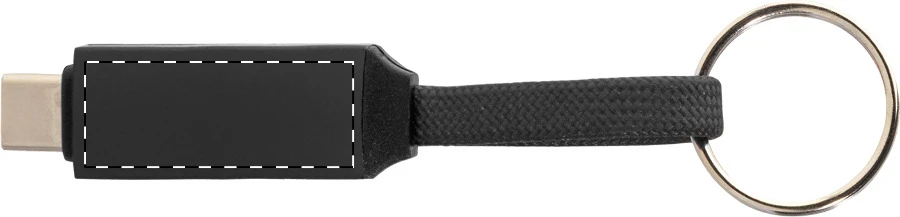 Keycab prívesok na kľúče 60W kábel USB-C – čierna – tlačová plocha – Predná strana