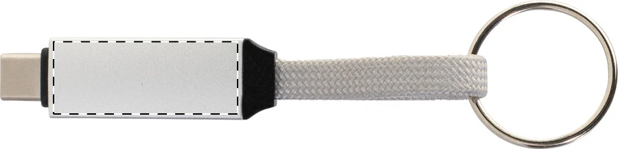 Keycab prívesok na kľúče 60W kábel USB-C – silver – tlačová plocha – Predná strana