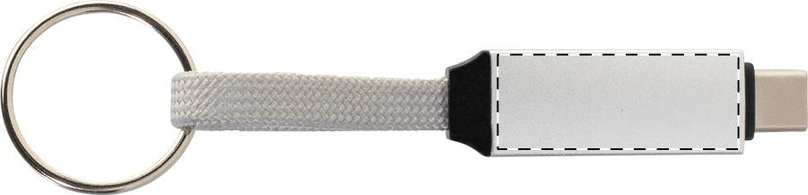 Keycab prívesok na kľúče 60W kábel USB-C – silver – tlačová plocha – Zadná strana