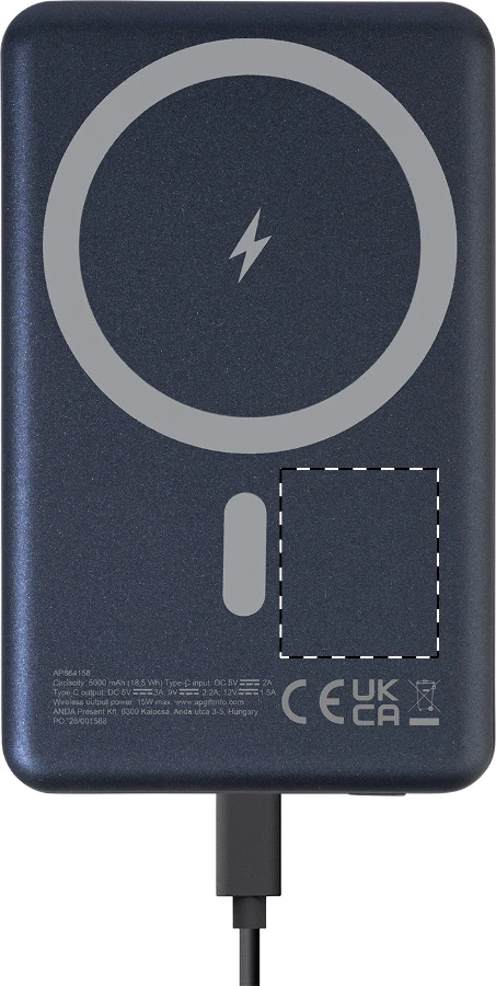 RaluLux powerbanka – dark blue – tlačová plocha – Vpredu vpravo