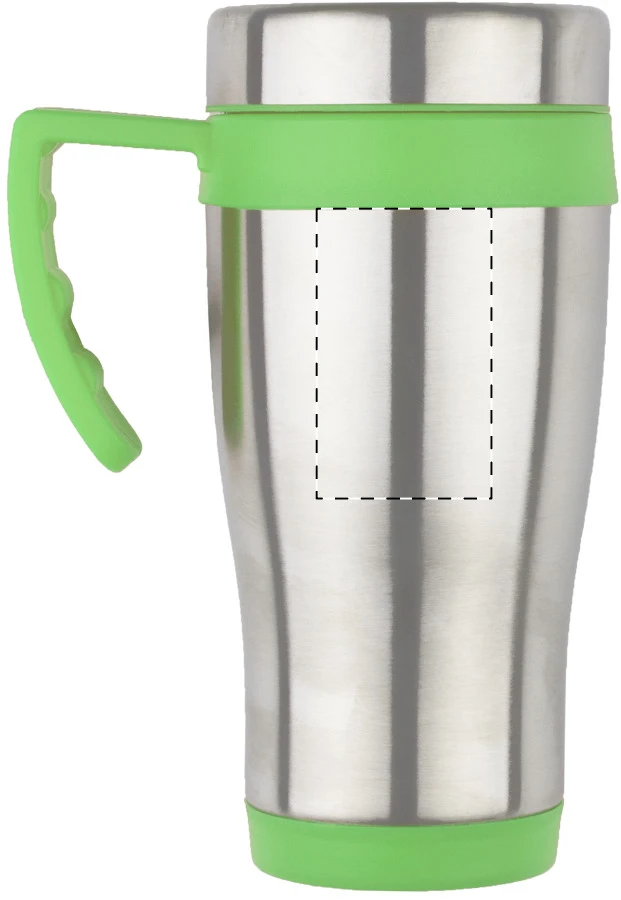 Caprol Plus termo hrnček – lime green – tlačová plocha – Ľavák
