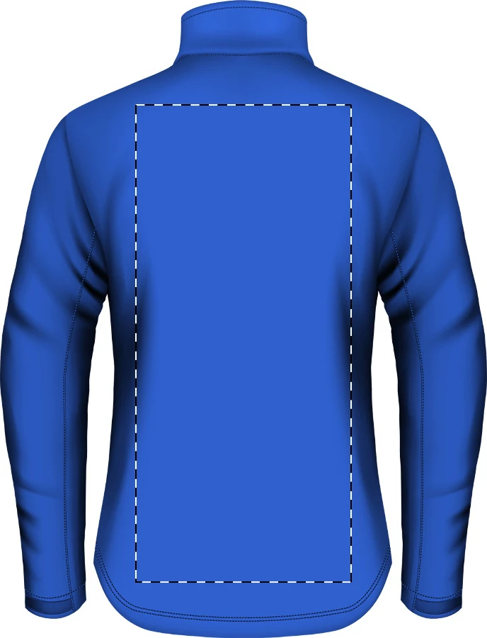 Toasta softshellová bunda – blue – tlačová plocha – Zadná strana