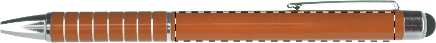 Gambit dotykové guľôčkové pero – orange – tlačová plocha – Na telo - pre praváka