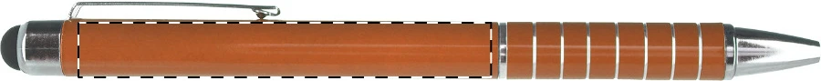 Gambit dotykové guľôčkové pero – orange – tlačová plocha – Na telo - pre ľaváka