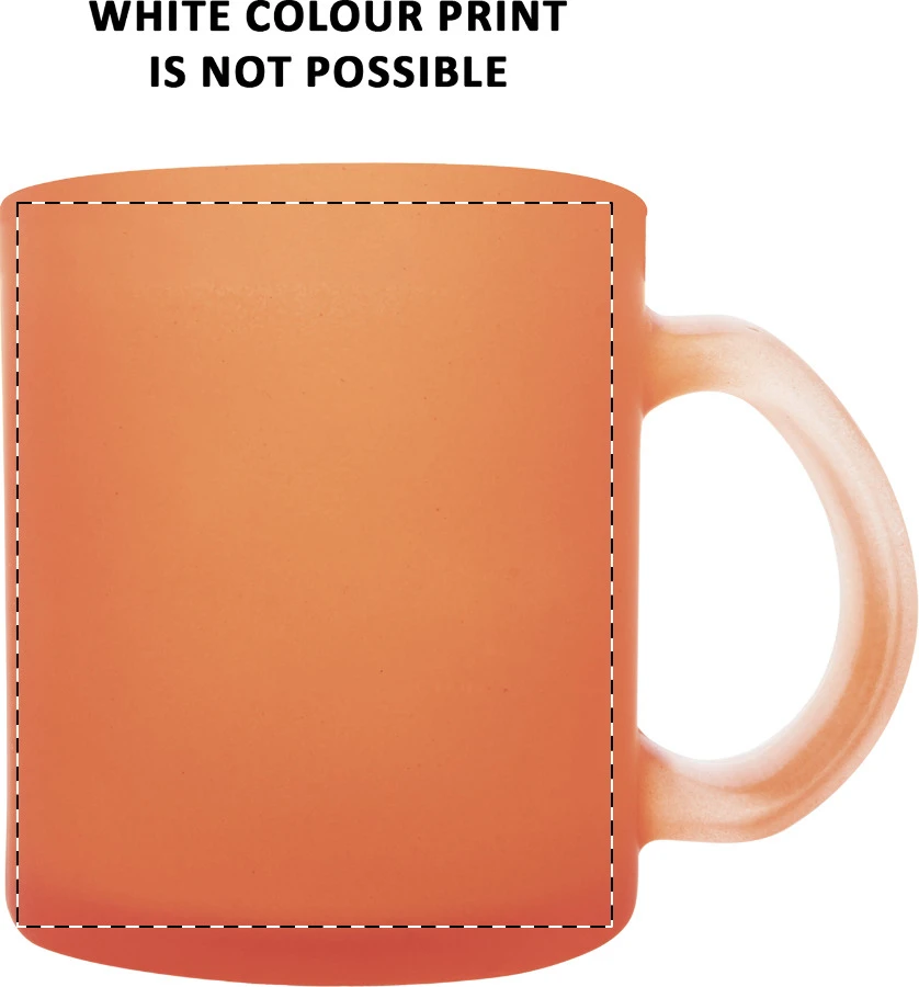 Forsa sklenený hrnček - 300 ml – orange – tlačová plocha – Pravák