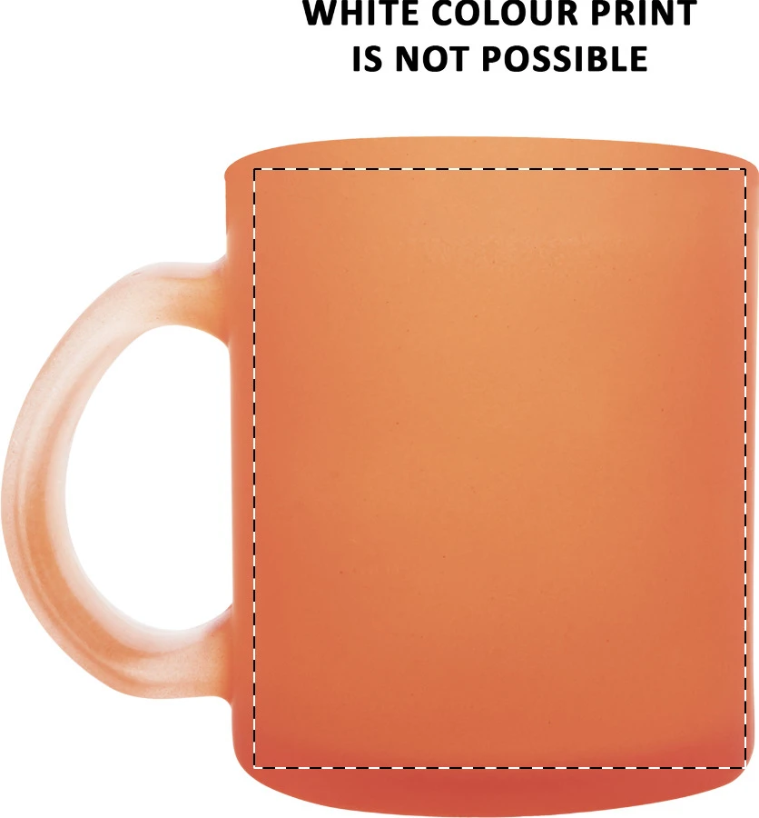 Forsa sklenený hrnček - 300 ml – orange – tlačová plocha – Ľavák