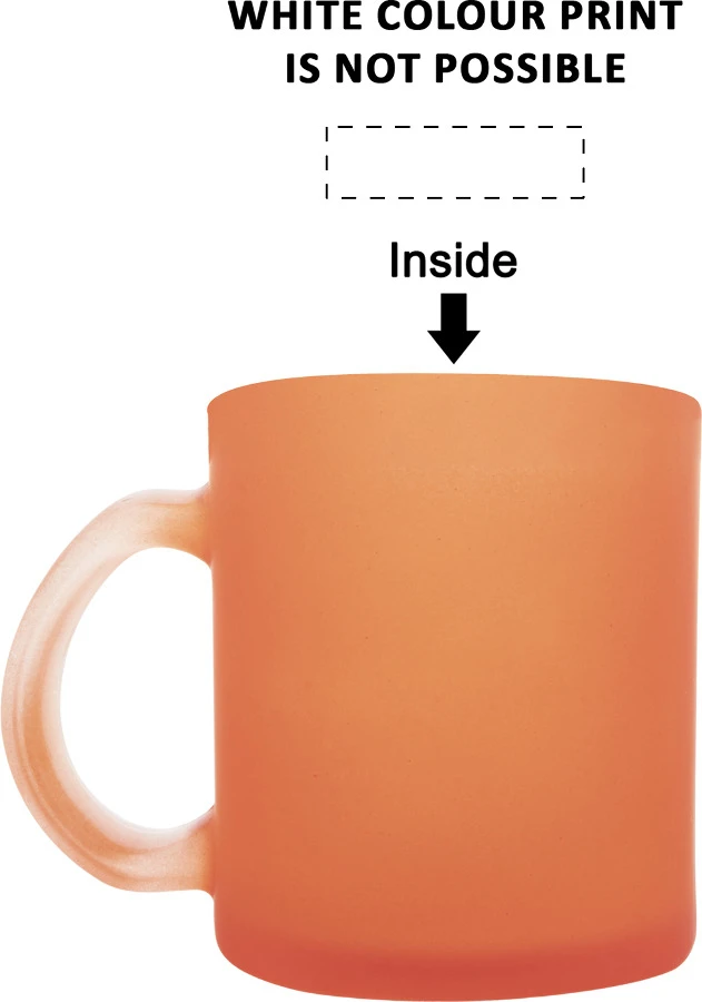 Forsa sklenený hrnček - 300 ml – orange – tlačová plocha – Vo vnútri - pre ľaváka