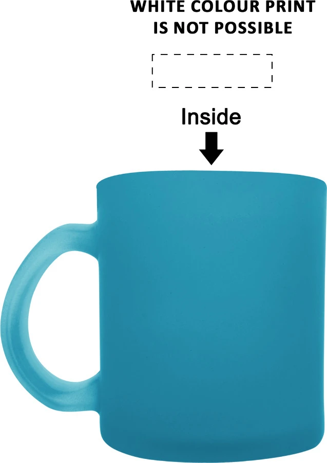 Forsa sklenený hrnček - 300 ml – blue – tlačová plocha – Vo vnútri - pre ľaváka