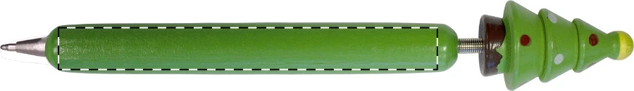 Göte guľôčkové pero, snehuliak  – green – tlačová plocha – Na telo v línii s klipom