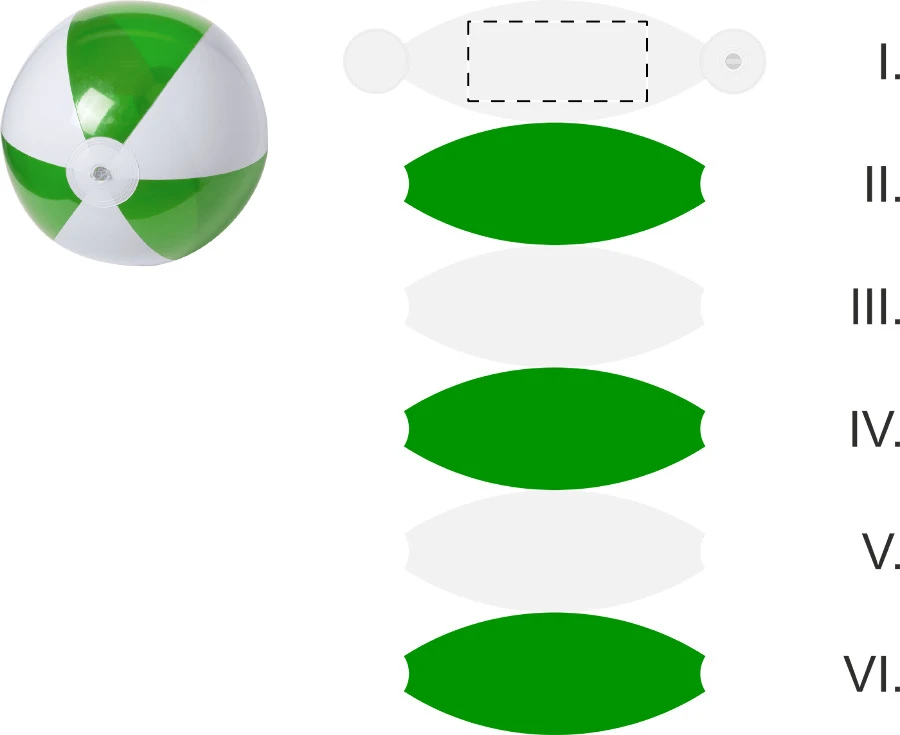 Byron plážová lopta (ø28 cm) – green – tlačová plocha – Panel 1