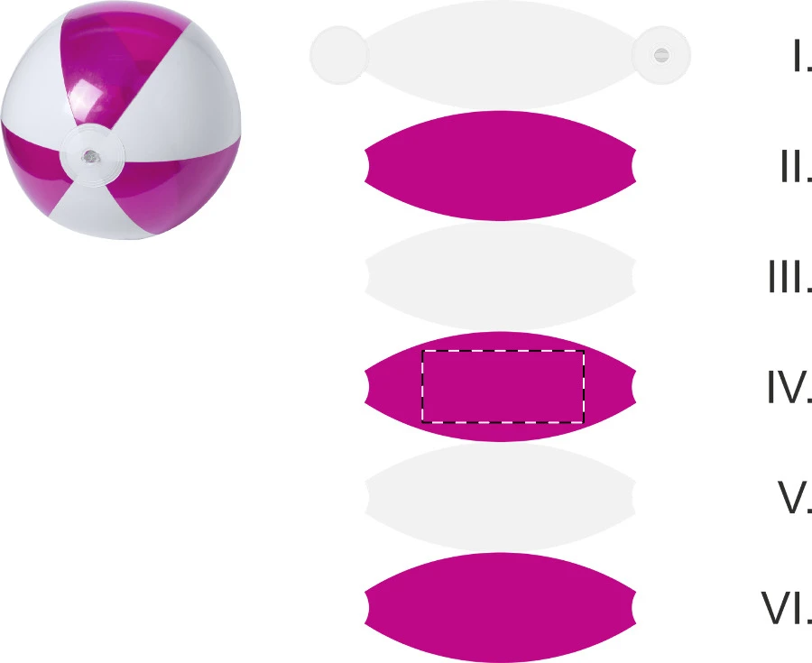 Byron plážová lopta (ø28 cm) – pink – tlačová plocha – Panel 4 - farebný