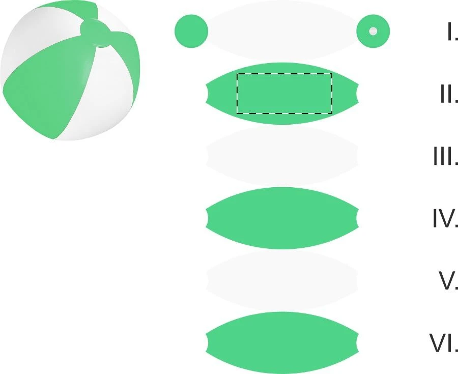 Playo plážová lopta (ø28 cm) – green – tlačová plocha – Panel 2