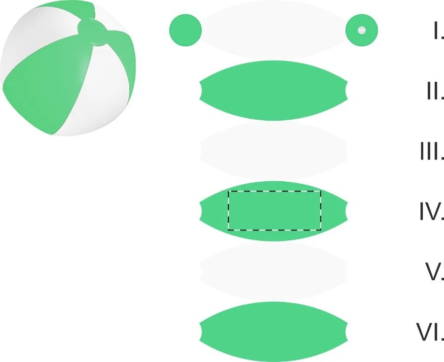Playo plážová lopta (ø28 cm) – green – tlačová plocha – Panel 4