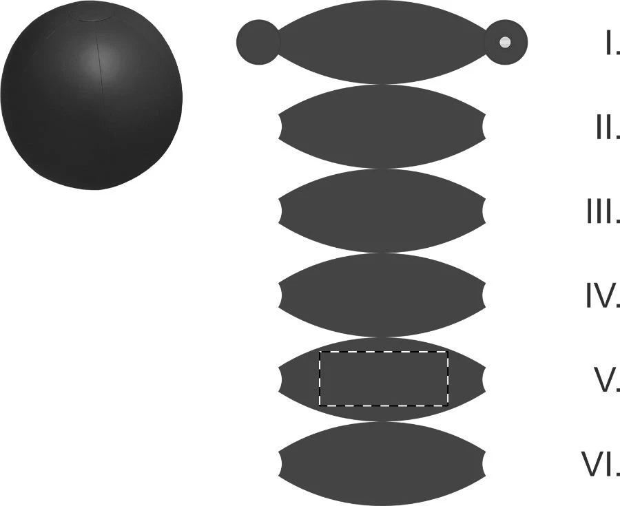 Playo plážová lopta (ø28 cm) – čierna – tlačová plocha – Panel 5