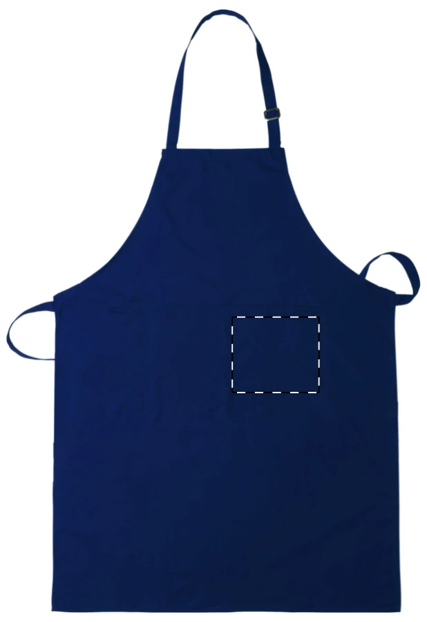 Garcon kuchynská zástera – dark blue – tlačová plocha – Ľavé vrecko