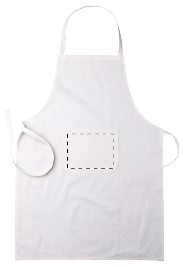 Crudo bavlnená kuchynská zástera – beige – tlačová plocha – Vrecko