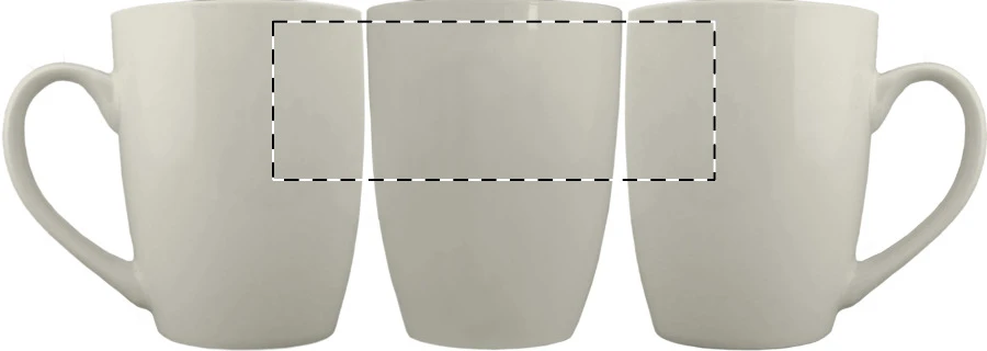 Artemis porcelánový hrnček – white – tlačová plocha – Rotačná sieťotlač na strane oproti ušku