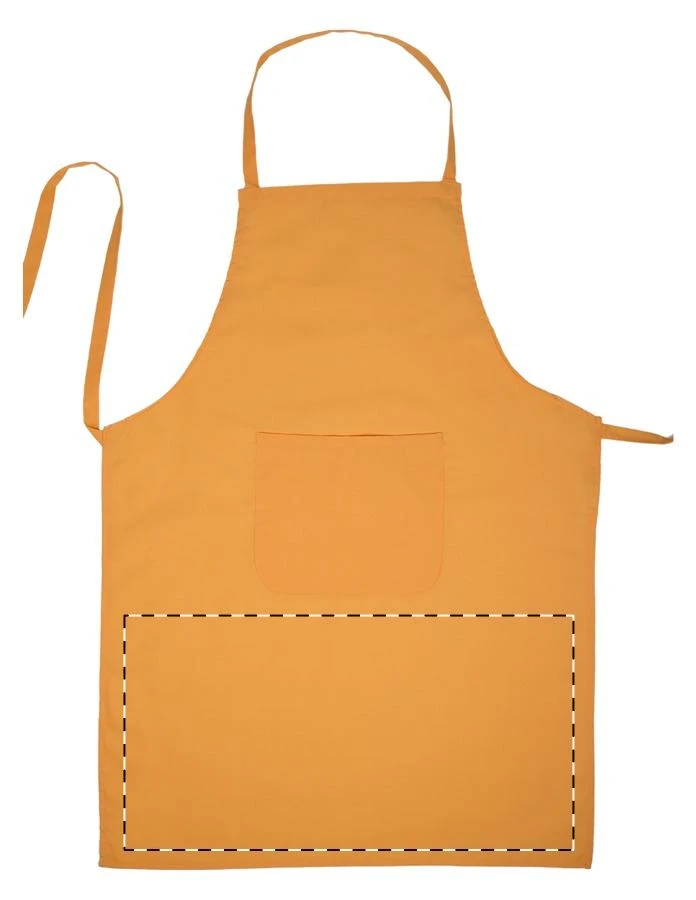 Choux zástera – orange – tlačová plocha – Pod vreckom