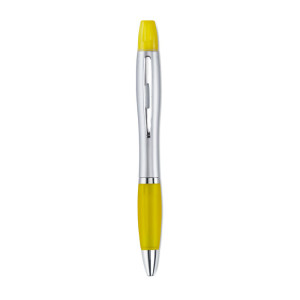 2 v 1 plastové pero a zvýrazňovač - yellow