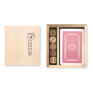 Karty a kocky v krabičke - wood