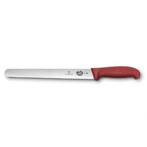 Victorinox Fibrox Nárezový nôž - zúbkované ostrie červený