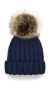Detská hrubá čiapka s kožušinovým brmbolcom - Beechfield, farba - navy, veľkosť - Junior