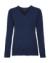 Dámsky sveter s výstrihom do V - Russel, farba - denim marl, veľkosť - 4XL