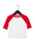 Detské baseballové tričko s ¾ rukávmi - Bella+Canvas, farba - white/red, veľkosť - 2T
