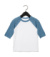 Detské baseballové tričko s ¾ rukávmi - Bella+Canvas, farba - white/denim, veľkosť - 5T