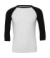 Tričko 3/4 Sleeve Baseball - Bella+Canvas, farba - white/black, veľkosť - XL
