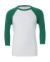 Tričko 3/4 Sleeve Baseball - Bella+Canvas, farba - white/kelly green, veľkosť - XS