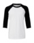 Detské tričko s baseballovými 3/4 rukávmi - Bella+Canvas, farba - white/black, veľkosť - S (6-8)